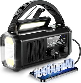 OEM Radio Meteorol&oacute;gica Port&aacute;til De Emergencia, 10000 Mah, Solar, Manivela, Am/fm, Cargador Tipo C, Linterna, Reproductor, Br&uacute;jula, Alerta Sos - Otros
