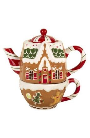 Home Essentials Christmas Gingerbread House Teapot & Mug Set in Brown Multi at Nordstrom Rack