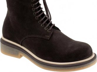 Bueno Womens Wella Lace-Up Boots In Chocolate Suede