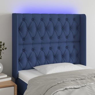 vidaXL Cabecero Con Led De Tela Azul 93x16x118/128 Cm Vidaxl