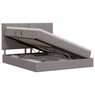 vidaXL Cama Con Almacenamiento Y Colch&oacute;n Topo 140 X 200 Cm Tela Vidaxl