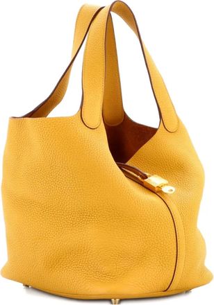 Herm&egrave;s Picotin Lock Bag Clemence MM bucket bag - women - Calf Leather - One Size - Yellow