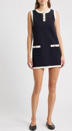 Frame Denim The Mixed Denim Trim Knit Minidress in Indigo at Nordstrom, Size X-Small