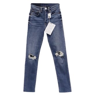 Re/Done RE/DONE Originals High-Rise Distressed Denim Jeans in Blue Cotton