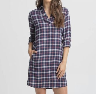 Southern Tide Kamryn Chilly Morning Plaid Dress In Nautical Navy