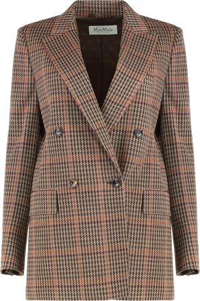 Max Mara Womens Wool And Cotton Blazer Prince Of Wales - Tan - Size EU 44 (Womens)