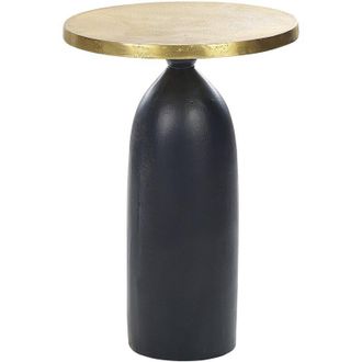 Beliani Mesa Auxiliar De Metal Dorado Negro 36 Cm Hecho A Mano Forma Geom&eacute;trica Tekapo