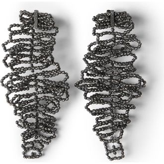 Brunello Cucinelli Sculptured leaf earrings in Lignite Grey at Nordstrom