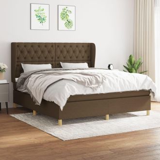 vidaXL Cama Box Spring Con Colch&oacute;n Tela Marr&oacute;n Oscuro 160x200 Cm Vidaxl