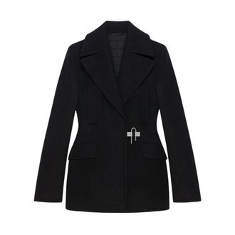 Givenchy Quilted Wool Peacoat in Black