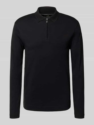 Christian Berg Slim Fit Poloshirt mit Rei&szlig;verschluss in Black, Gr&ouml;&szlig;e XL
