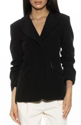Alexia Admor Ruched Sleeve One-Button Blazer in Black at Nordstrom Rack, Size 2