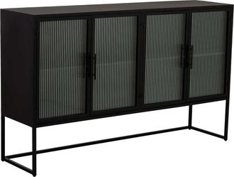 Wanderlust Deco Aparador de metal negro con 4 puertas 150x38,5x90,5h cm