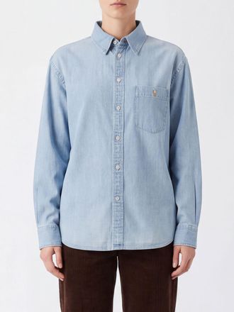 Polo Ralph Lauren Camicia in cotone con logo Pony ricamato e collo francese