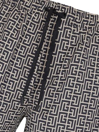 Balmain Labyrinth-Print Swim Shorts - Black