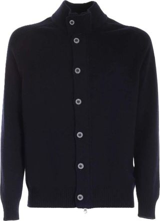 Paolo Fiorillo Geknoopte Vest - Heren - Vesten - Blauw - 3XL - Wol - Truien & Vesten