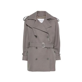 Max Mara Trench Coats, female, Gray, Size: 3XS Cacio Double-breasted Belted Trench Coat