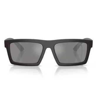 Prada Grey Mirror Silver Rectangular Mens Sunglasses PS A07S 18K60A 55