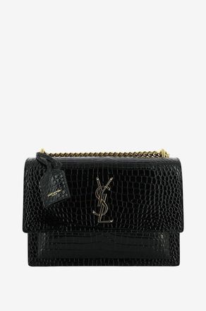 Saint Laurent Schultertasche aus Leder in Kroko-Optik Sunset Medium