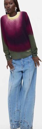 Desigual maglione fine in maglia con effetto sfumato bordeaux-Rosso
