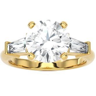 Pompeii3 Certified 2 5/8Ct 3-Stone Baguette Diamond Engagement Ring 14k Gold Lab Grown