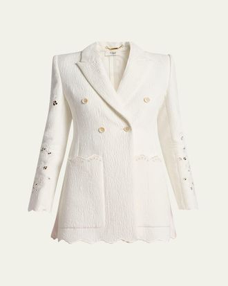 ジャケット CHLOE WHITE COTTON BLEND BLAZER Chloé Tailored Jacket In Cotton Mix Jacquard | Chloé US