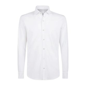 Eleventy Formal Shirts, male, White, L, Pique Cotton Shirt with French Collar
