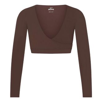 Nike (WMNS) Nike x SKIMS Matte Wrap Long Sleeve Cropped Top Dark Sepia LSLSL9692W-DSP