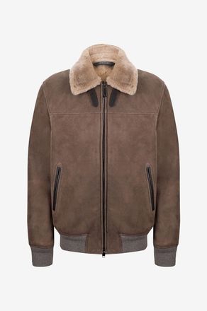 Brioni Bomberjacke aus Shearling und Wildleder
