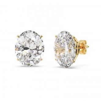 Allurez 0.75ct. Oval-Cut Moissanite Stud Earrings 14kt Yellow Gold (F-G, VVS1)