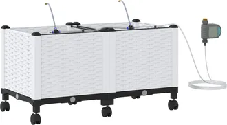 vidaXL Maceta De Jard&iacute;n Con Riego Y Ruedas 2 Uds. Blanco Pp Vidaxl