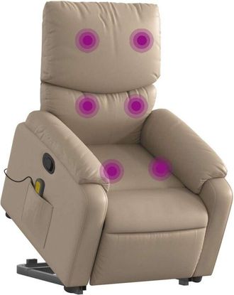 vidaXL Sill&oacute;n Reclinable Masaje Pie Cuero Artificial Color Capuchino Vidaxl