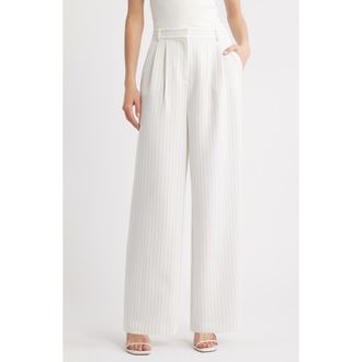 Open Edit The Icon Trousers in Ivory - Grey Celeste Pinstripe at Nordstrom Rack, Size 12