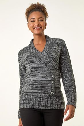 Roman Longline Buttoned Knit Jumper