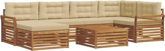 vidaXL Conjunto De Sof&aacute;s De Exterior 7 Uds. Natural Y Beige Vidaxl