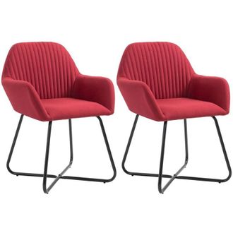 vidaXL Sillas De Comedor 2 Unidades Tela Rojo Tinto Vidaxl