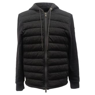 Moncler Pre-owned Mens Zip-Up Padded Hoodie in Black Cotton - Size Medium