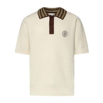 Dr&ocirc;le de Monsieur Round-neck Knitwear, male, White, Size: M Polo Maille Ajoure D Miroir