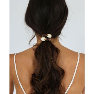 By Lilla Clove Capsule Beaded Bracelet Hairtie in Brown at Nordstrom