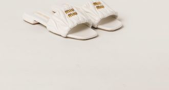 Miu Miu Matelass&eacute; nappa leather slides