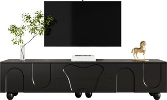 STILVORA Mueble De Tv Con 2 Puertas Y 2 Cajones, Estilo Minimalista, Sal&oacute;n, 180&times;40&times;42 Cm, En Aglomerado, Negro