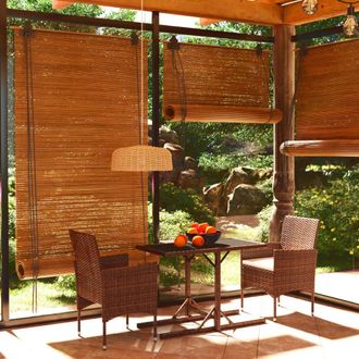 Berkfield Home 3 Piece Garden Dining Set Poly Rattan & Tempered Glass Brown