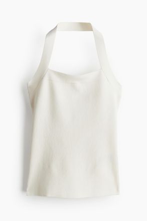 H&M Neckholder-Top aus Feinstrick - Weiss