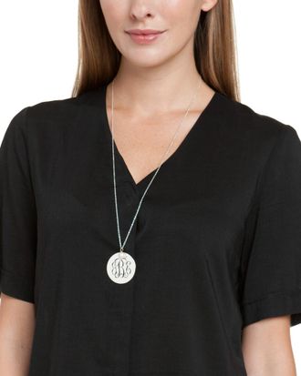 Jane Basch Silver Or Gold 8.5-9Mm Pearl Monogram Disk Necklace