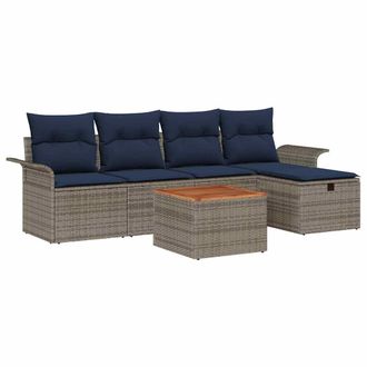vidaXL Conjunto De Sof&aacute;s De Jard&iacute;n Con Coj&iacute;n 6 Pcs Gris Polirat&aacute;n Vidaxl