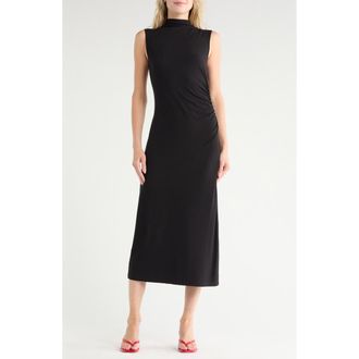 Vince Mock Neck Sleeveless Ruched Dress in Black at Nordstrom Rack, Size X-Large