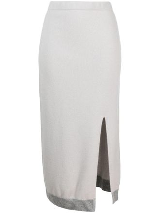 Lorena Antoniazzi contrasting-border knitted skirt - Grey