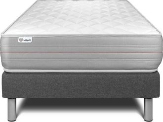 VITALIT Base tapizada gris + Colchón con espuma viscoelástica 90 x 190