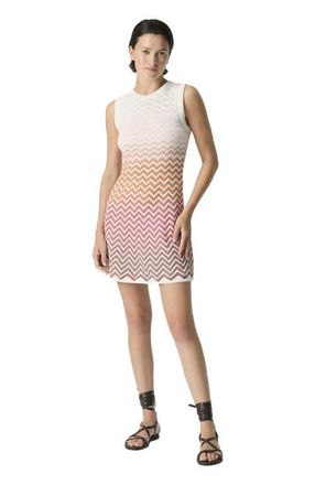 Missoni Sleeveless Chevron D&eacute;grad&eacute; Cotton And Viscose Mini Dress in Green& Brown at Nordstrom, Size 40 It