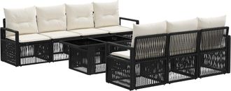 vidaXL Conjunto De Sof&aacute;s De Jard&iacute;n 8 Uds. Negro Y Blanco Crema Vidaxl